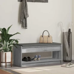 Bankjes*vidaXL Halbank met kussen met plank Grijze Sonoma 103 x 38 x 45 cm Grijs sonoma