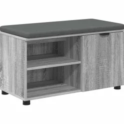 Halbank met kussen met plank Grijze Sonoma 80 x 38 x 46 cm>vidaXL