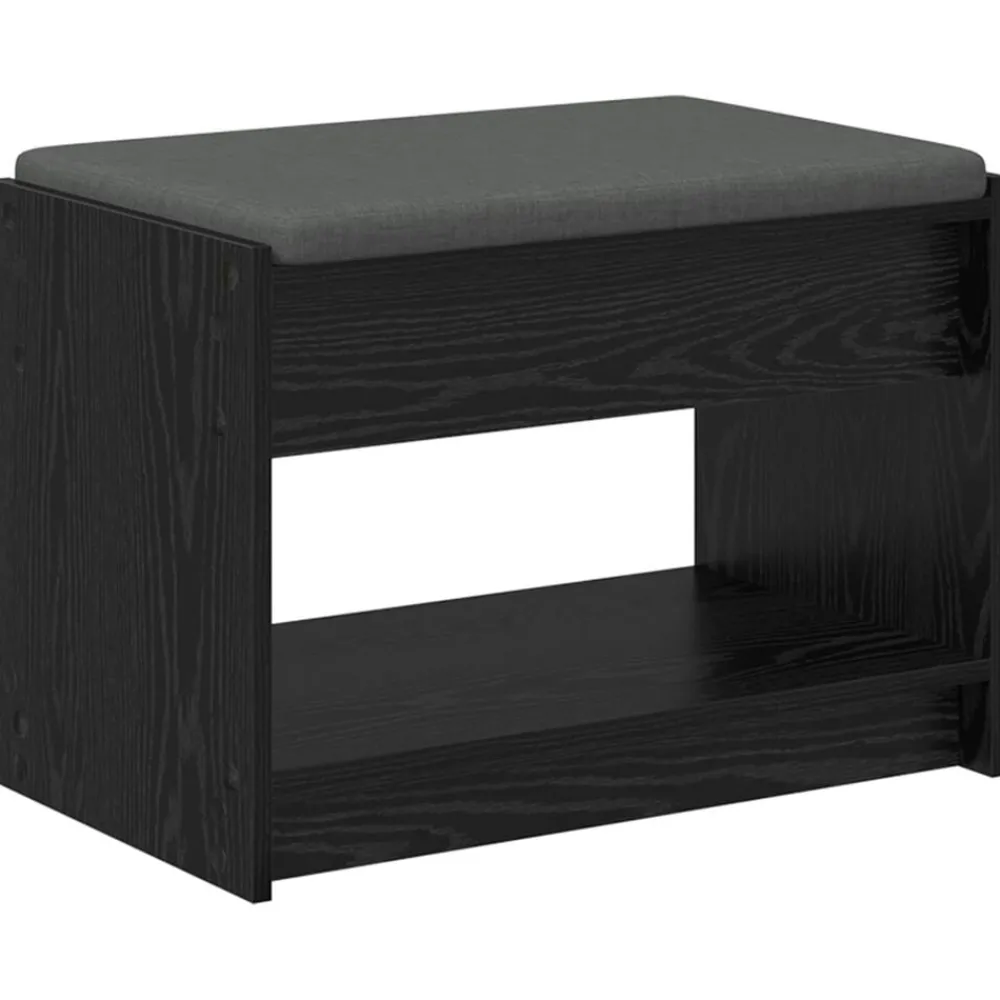 Halbank met kussen met plank Zwarte Eik 63 x 38 x 45 cm>vidaXL Discount