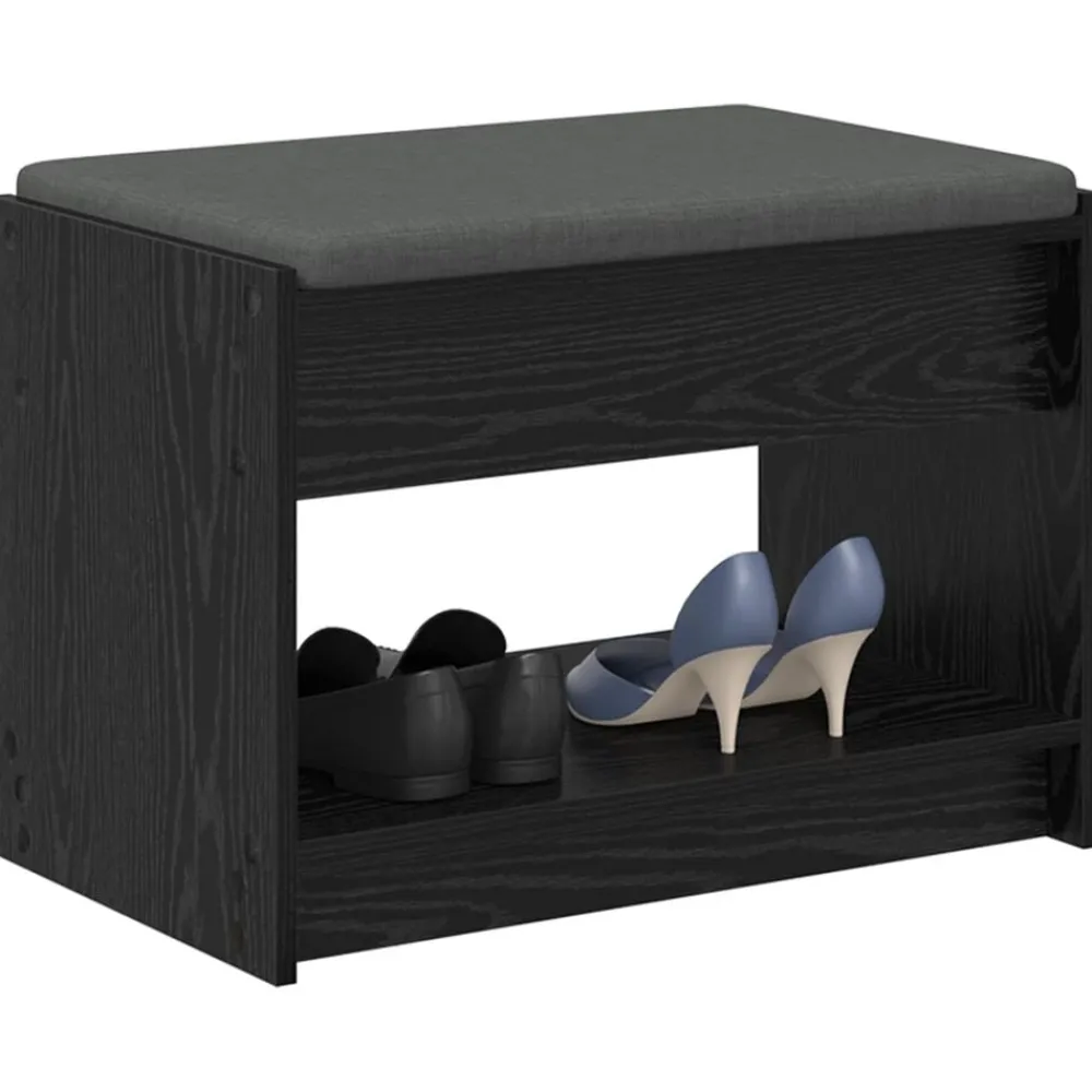 Halbank met kussen met plank Zwarte Eik 63 x 38 x 45 cm>vidaXL Discount