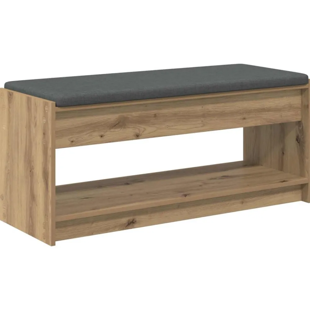 Bankjes*vidaXL Halbank met kussen met plank Artisan Eik 103 x 38 x 45 cm artisanaal eikenkleurig