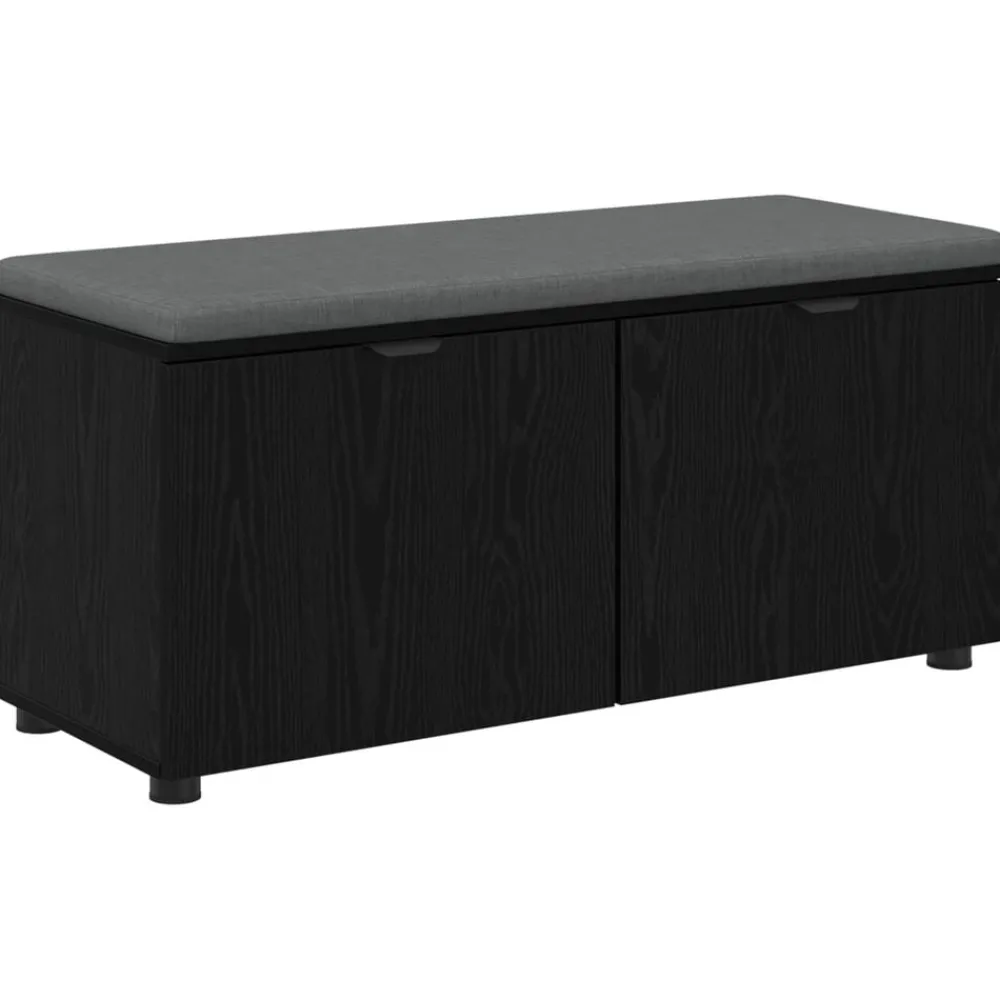 Bankjes*vidaXL Halbank met kussen met plank Zwarte Eik 100 x 38 x 46 cm Zwart eiken