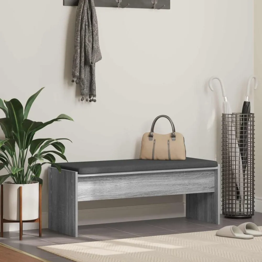 Bankjes*vidaXL Halbank met kussen 103 x 38 x 40 cm Grijs sonoma