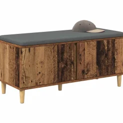 Bankjes*vidaXL Halbank met kussen met opslag Oudhout 100 x 38 x 46 cm Oud hout