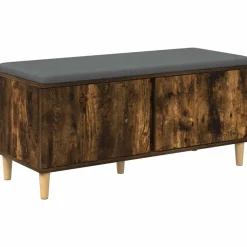 Bankjes*vidaXL Halbank met kussen met opslag Gerookte Eik 100 x 38 x 46 cm Gerookt eiken