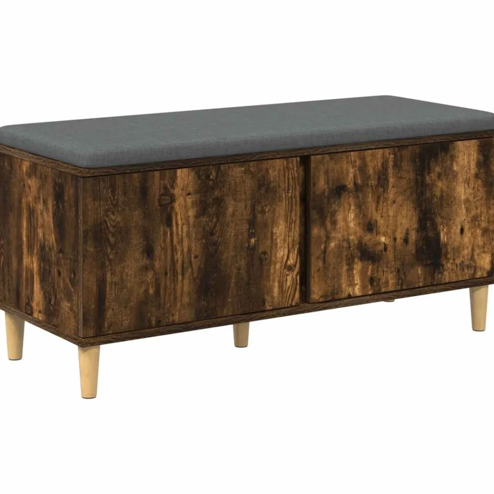 Bankjes*vidaXL Halbank met kussen met opslag Gerookte Eik 100 x 38 x 46 cm Gerookt eiken