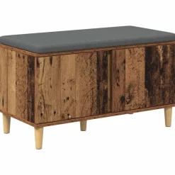 Bankjes*vidaXL Halbank Oudhout 80 x 38 x 46 cm Geïndustrialiseerd hout en stof Oud hout