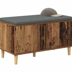 Bankjes*vidaXL Halbank Oudhout 80 x 38 x 46 cm Geïndustrialiseerd hout en stof Oud hout
