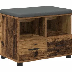 Bankjes*vidaXL Halbank Oudhout 60 x 38 x 46 cm Geïndustrialiseerd hout en stof Oud hout
