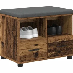 Bankjes*vidaXL Halbank Oudhout 60 x 38 x 46 cm Geïndustrialiseerd hout en stof Oud hout