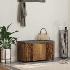 Bankjes*vidaXL Halbank Oudhout 80 x 38 x 46 cm Geïndustrialiseerd hout en stof Oud hout