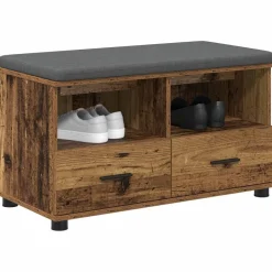 Halbank Oudhout 80 x 38 x 46 cm Geïndustrialiseerd hout en stof><noscript><img width=