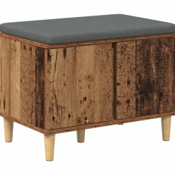 Bankjes*vidaXL Halbank Oudhout 60 x 38 x 46 cm Geïndustrialiseerd hout en stof Oud hout