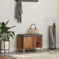 Bankjes*vidaXL Halbank Oudhout 60 x 38 x 46 cm Geïndustrialiseerd hout en stof Oud hout