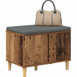 Bankjes*vidaXL Halbank Oudhout 60 x 38 x 46 cm Geïndustrialiseerd hout en stof Oud hout