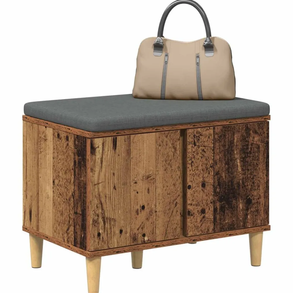 Bankjes*vidaXL Halbank Oudhout 60 x 38 x 46 cm Geïndustrialiseerd hout en stof Oud hout