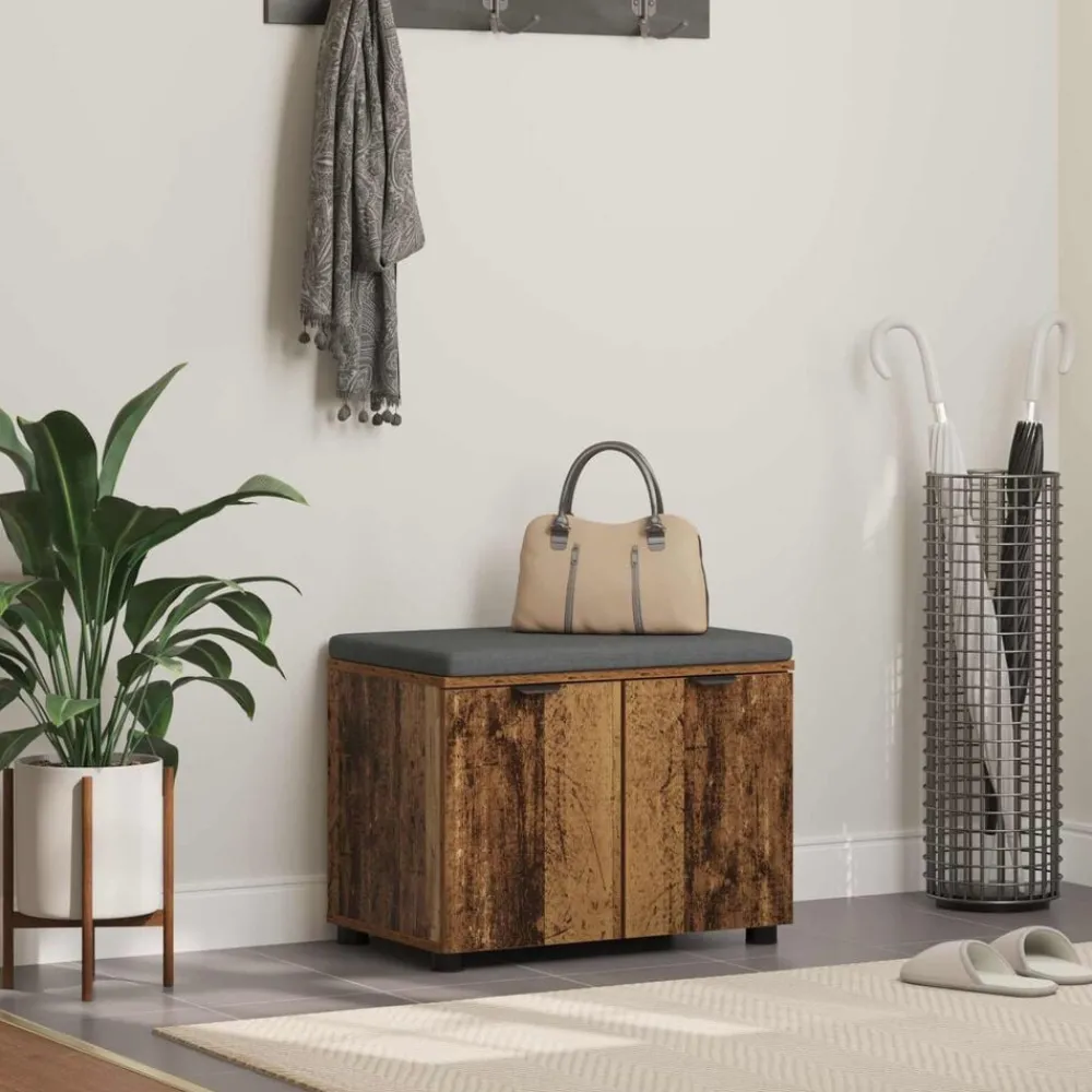 Halbank Oudhout 60 x 38 x 46 cm Geïndustrialiseerd hout en stof>vidaXL Sale