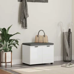 Bankjes*vidaXL Halbank 60 x 38 x 46 cm Geïndustrialiseerd hout en stof Wit