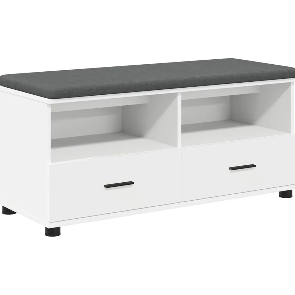 Bankjes*vidaXL Halbank 100 x 38 x 46 cm Geïndustrialiseerd hout en stof Wit