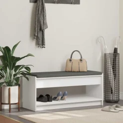 Bankjes*vidaXL Halbank 103 x 38 x 45 cm Geïndustrialiseerd hout en stof Wit