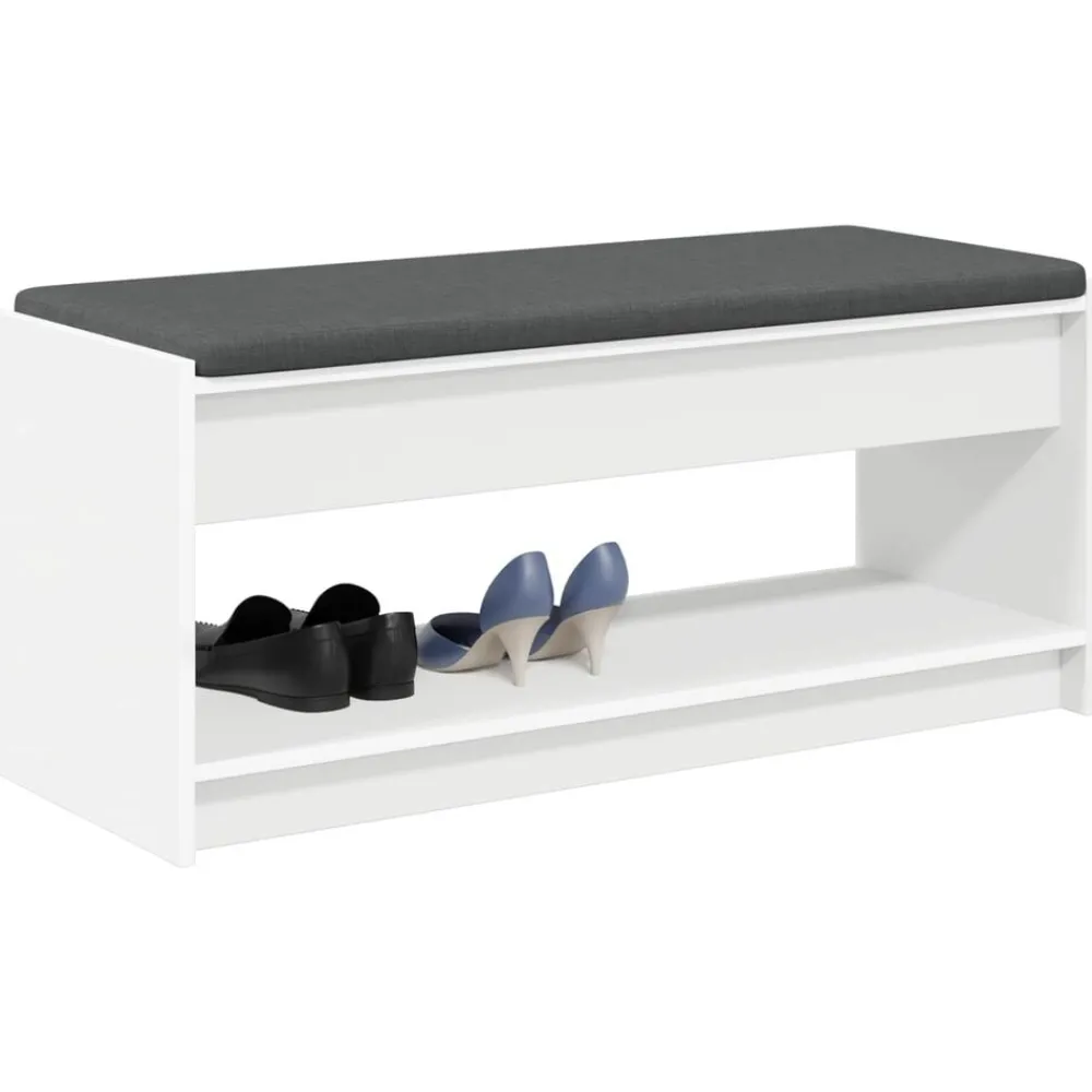 Bankjes*vidaXL Halbank 103 x 38 x 45 cm Geïndustrialiseerd hout en stof Wit