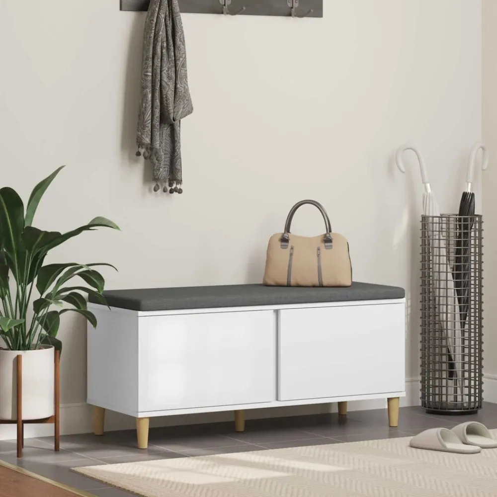 Bankjes*vidaXL Halbank 100 x 38 x 46 cm Geïndustrialiseerd hout en stof Wit