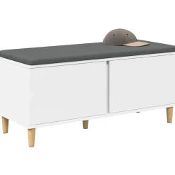 Bankjes*vidaXL Halbank 100 x 38 x 46 cm Geïndustrialiseerd hout en stof Wit