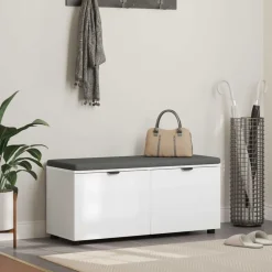 Bankjes*vidaXL Halbank 100 x 38 x 46 cm Geïndustrialiseerd hout en stof Wit