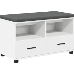 Bankjes*vidaXL Halbank 80 x 38 x 46 cm Geïndustrialiseerd hout en stof Wit