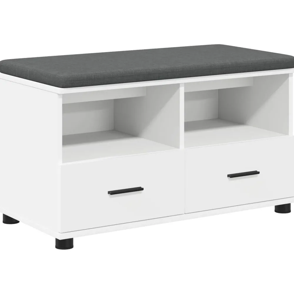 Bankjes*vidaXL Halbank 80 x 38 x 46 cm Geïndustrialiseerd hout en stof Wit