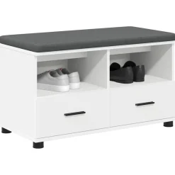 Bankjes*vidaXL Halbank 80 x 38 x 46 cm Geïndustrialiseerd hout en stof Wit