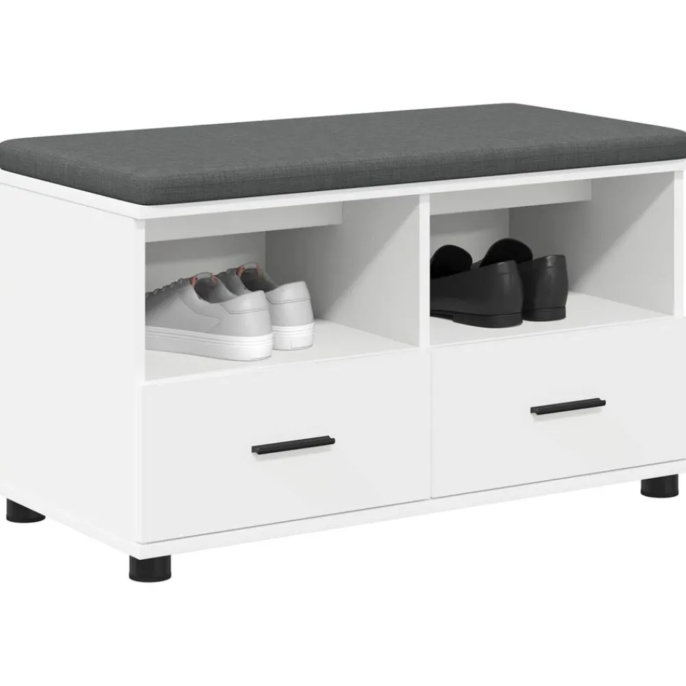 Bankjes*vidaXL Halbank 80 x 38 x 46 cm Geïndustrialiseerd hout en stof Wit