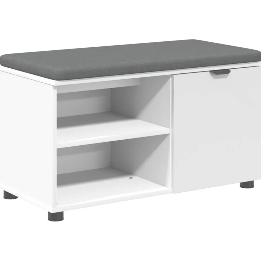 Bankjes*vidaXL Halbank 80 x 38 x 46 cm Geïndustrialiseerd hout en stof Wit