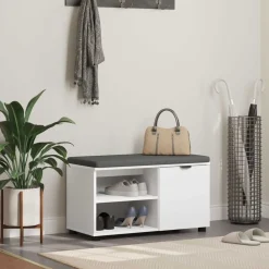 Bankjes*vidaXL Halbank 80 x 38 x 46 cm Geïndustrialiseerd hout en stof Wit