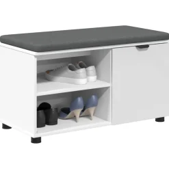 Bankjes*vidaXL Halbank 80 x 38 x 46 cm Geïndustrialiseerd hout en stof Wit