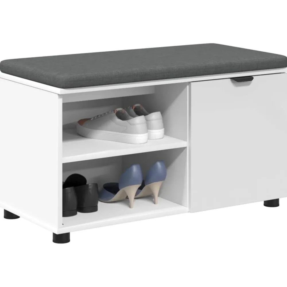 Bankjes*vidaXL Halbank 80 x 38 x 46 cm Geïndustrialiseerd hout en stof Wit