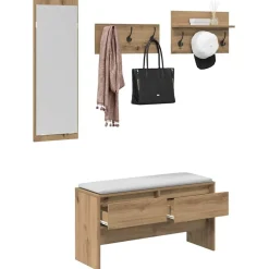 Halmeubelset met lade 4 pcs Ambachtelijk eiken Bewerkt hout><noscript><img width=