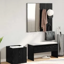 Halmeubelset Wandgemonteerd met spiegel 5 pcs Bewerkt hout>vidaXL Online