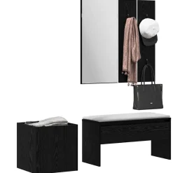 Halmeubelset Wandgemonteerd met spiegel 5 pcs Bewerkt hout><noscript><img width=