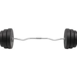 Fitness*vidaXL Halter gebogen met gewichten 90 kg