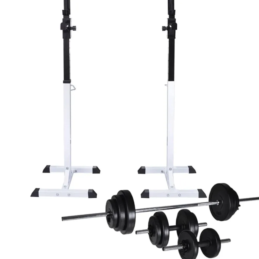 Fitness*vidaXL Halter-/squatrek met halterset 30,5 kg