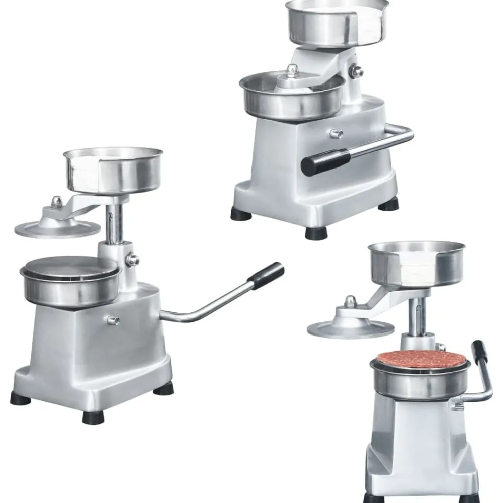 Hamburgerpersmachine met 500 scheidingsbladen 10 cm aluminium>vidaXL Sale