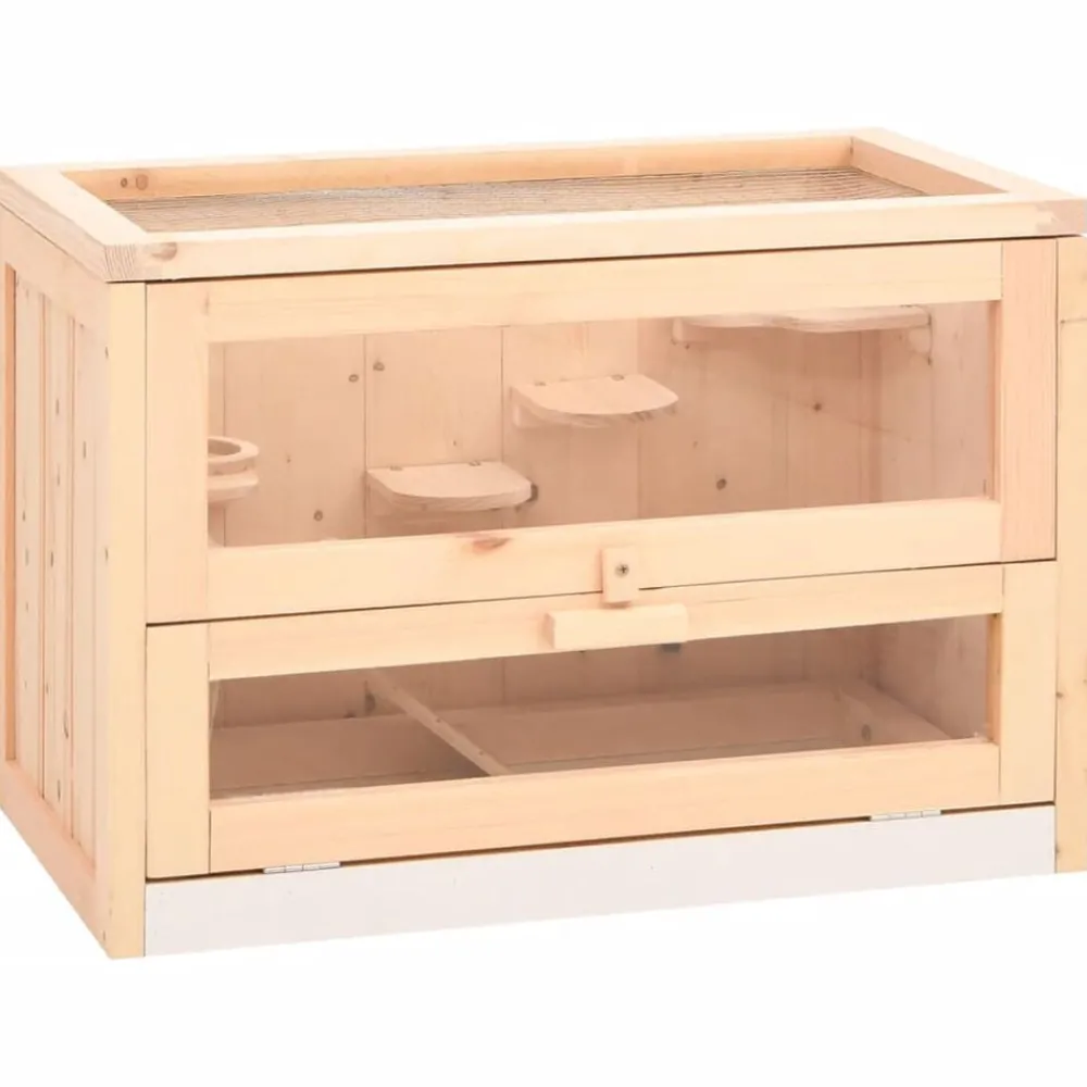 Huisdierbenodigdheden*vidaXL Hamsterkooi 60x35,5x42 cm massief vurenhout