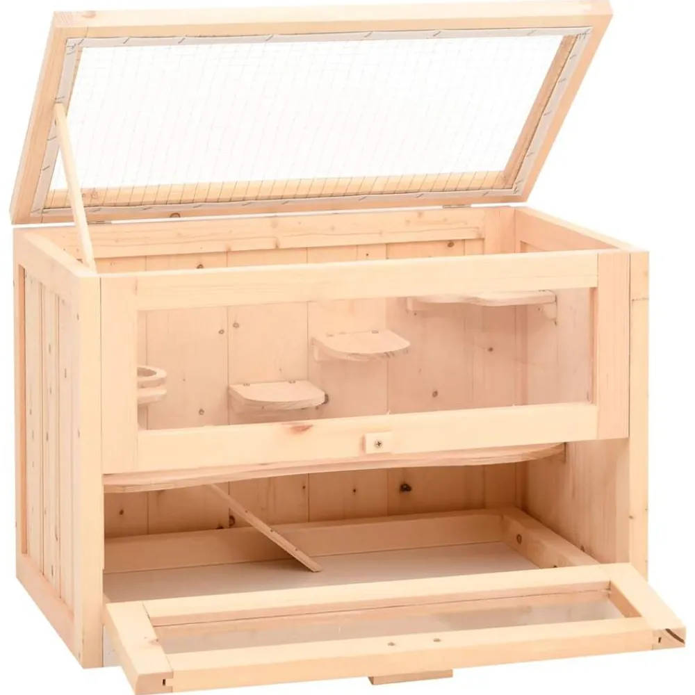 Huisdierbenodigdheden*vidaXL Hamsterkooi 60x35,5x42 cm massief vurenhout