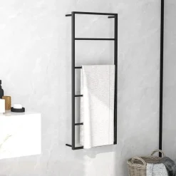 Badkameraccessoires*vidaXL Handdoekenrek 45x10x115 cm staal Zwart