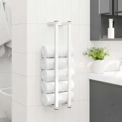 Badkameraccessoires*vidaXL Handdoekenrek 12,5x12,5x60 cm staal Wit