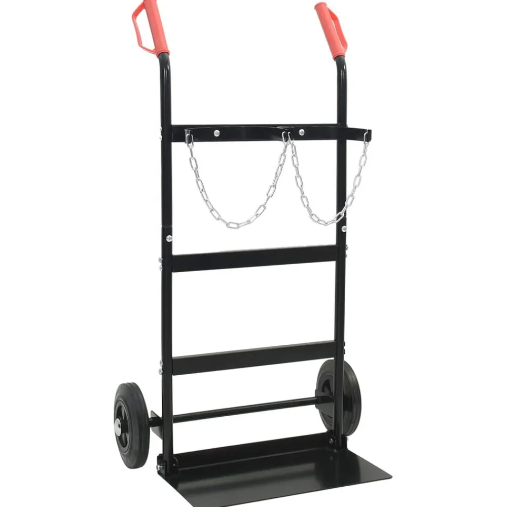 Handtrolley Zwart en Rood 63 x 43,5 x 110 cm Staal>vidaXL Online