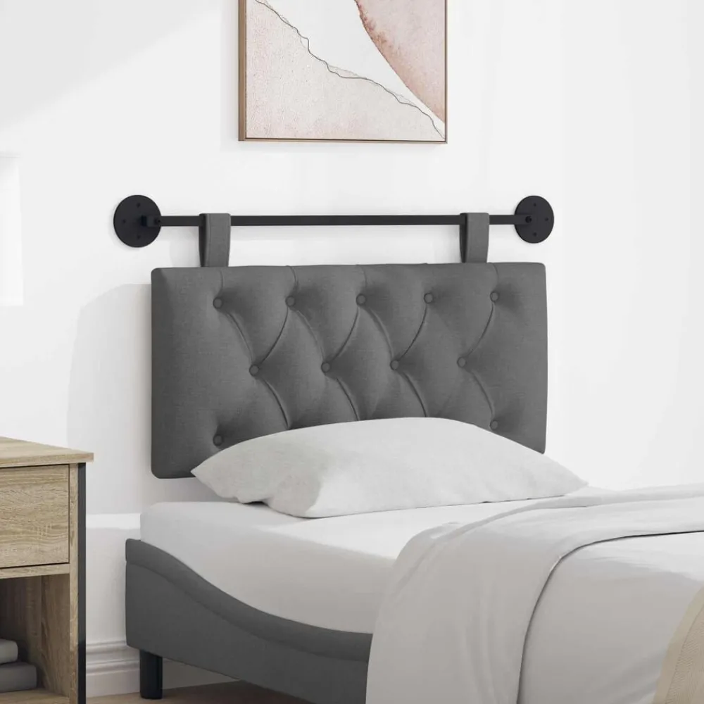Bedden & Accessoires*vidaXL Hangend Hoofdeinde 100 x 55 x 7 cm Stof Donkergrijs