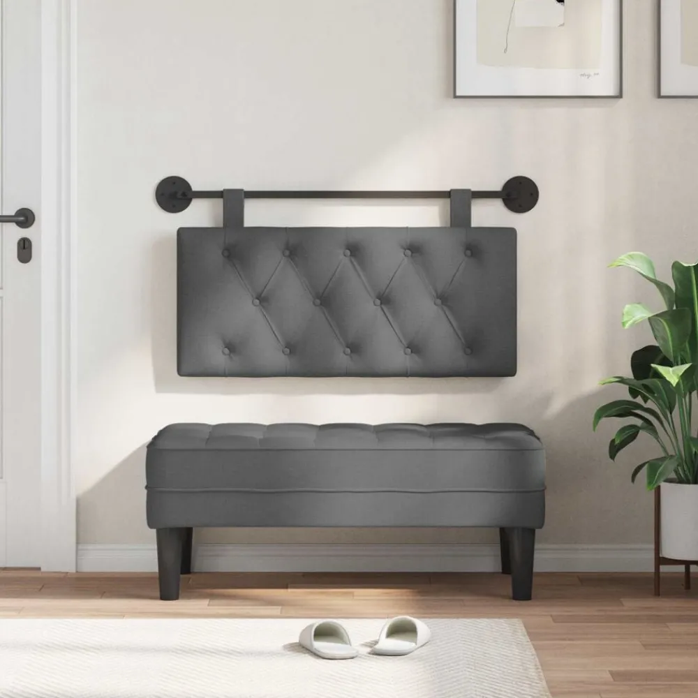 Bedden & Accessoires*vidaXL Hangend Hoofdeinde 100 x 55 x 7 cm Stof Donkergrijs