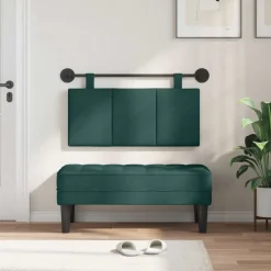 Bedden & Accessoires*vidaXL Hangend Hoofdeinde Gestreept 90 x 55 x 5 cm Stof Donkergroen